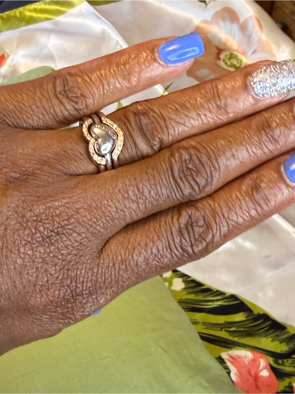 Coach Heart Ring | Size 6.5 | Gold & Silver Tone Crystal Accent - Picture 5 of 11
